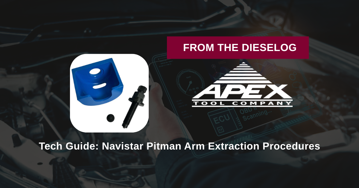 Technical step-by-step mechanical setup of a pitman arm puller on a commercial steering box